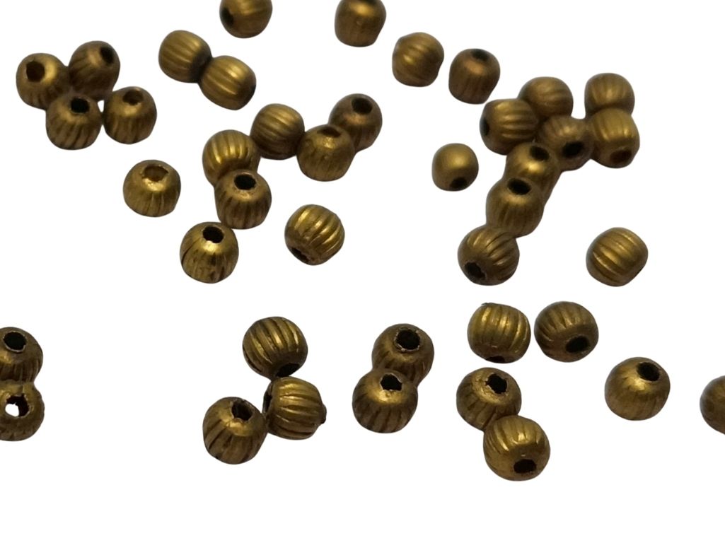 Antique Golden Zari Pumpkin Shaped Metal Beads