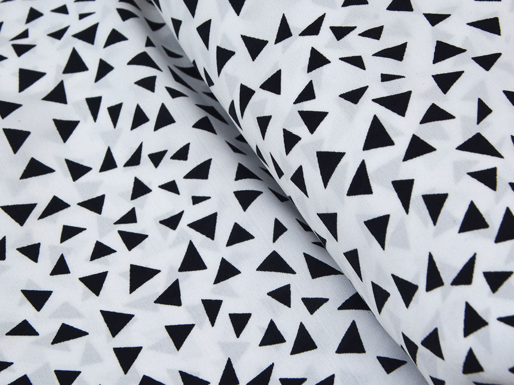 White & Black Geometric Digital Printed Premium Butter Crepe Fabric