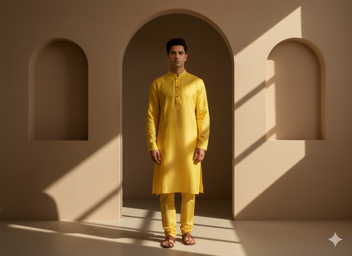 सनी पीला कॉटन लिनन कपड़ा