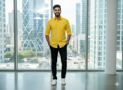 सनी पीला कॉटन लिनन कपड़ा