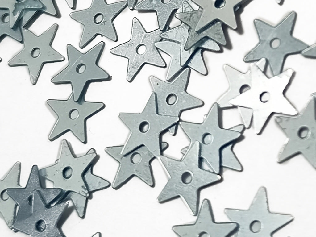 Silver Star Shape One Hole Plastic Sequins
