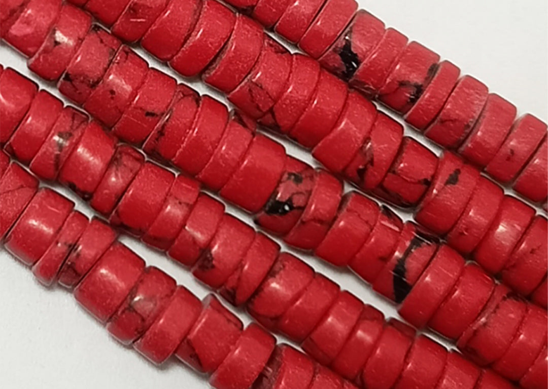 Red Circular Flat Glass Beads