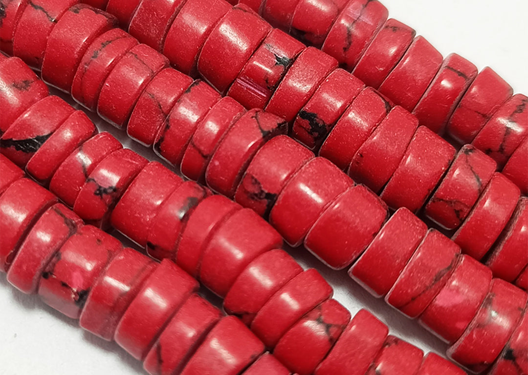 Red Circular Flat Glass Beads