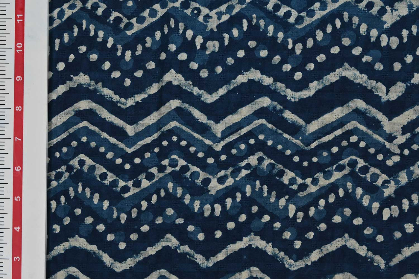 Blue & White Chevron Cotton Dobby Fabric