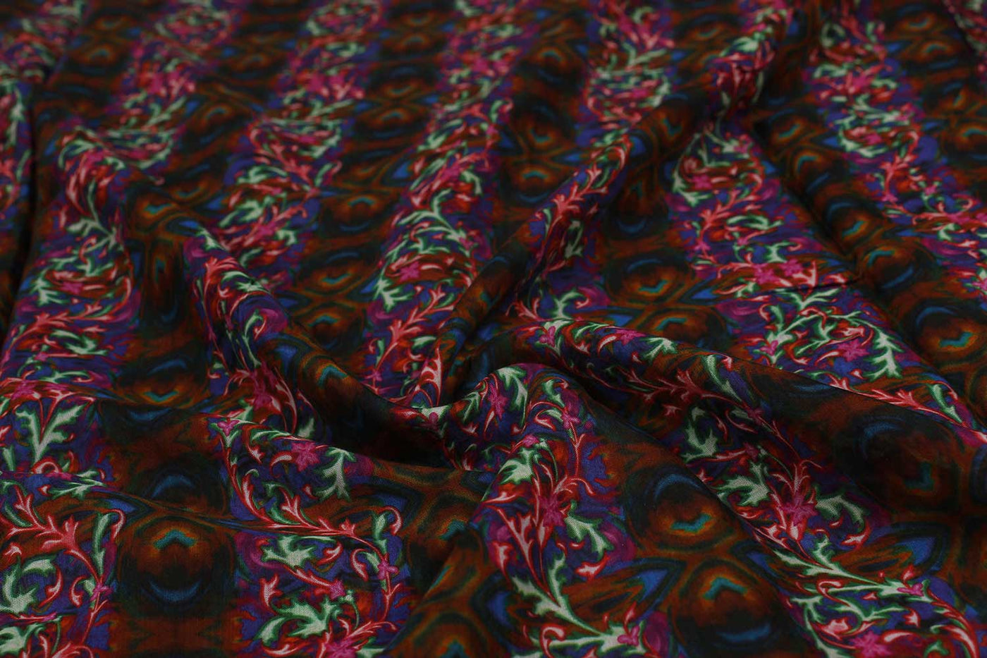 Multicolor Traditional Pattern Sushi Viscose Cotton Fabric