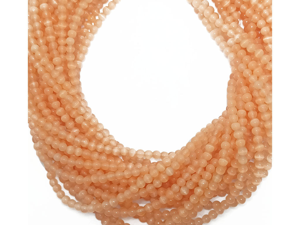 Light Orange Spherical Monalisa Glass Pearl Beads