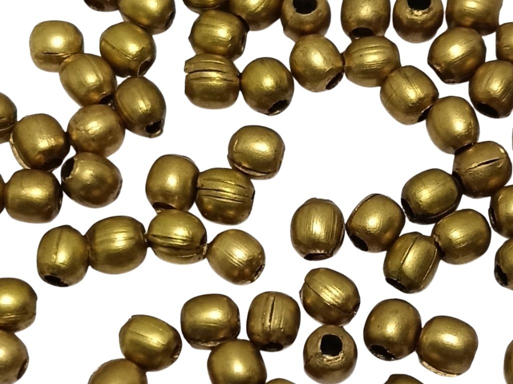 Bright Golden Zari Plain Ball Shaped Metal Beads