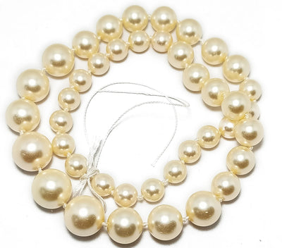 Light Golden Spherical Glass Pearl Gradation Beads