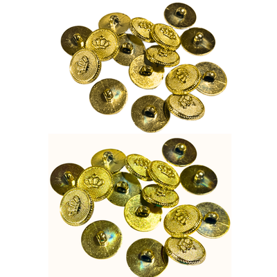 Golden King’s & Queen’s Favourite Crown Design Round Shank Plastic Button Pure Golden Colour for Coat, Suit, Blazer, Sherwani, Nehru Jacket and for all Types of Clothes