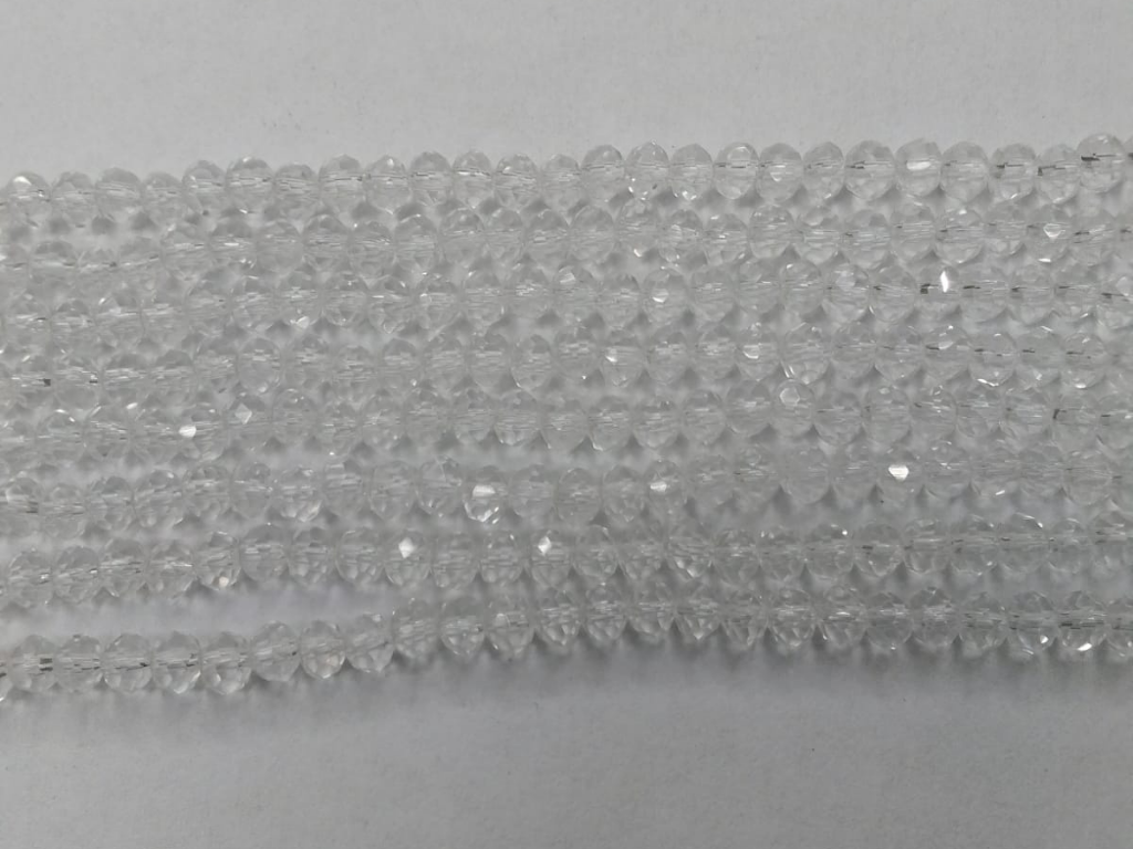 Transparent White Tyre Crystal Glass Beads