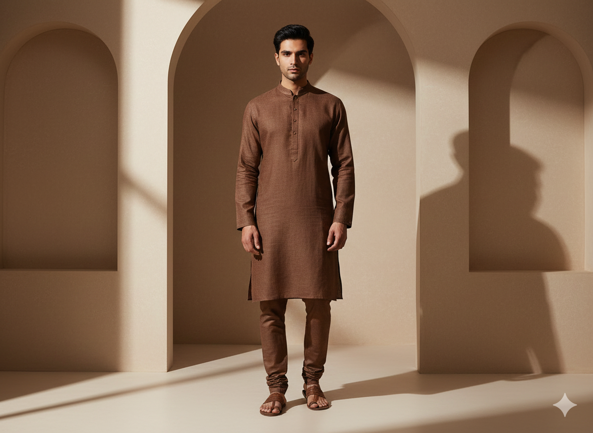 चॉकलेट ब्राउन कॉटन लिनन फ़ैब्रिक