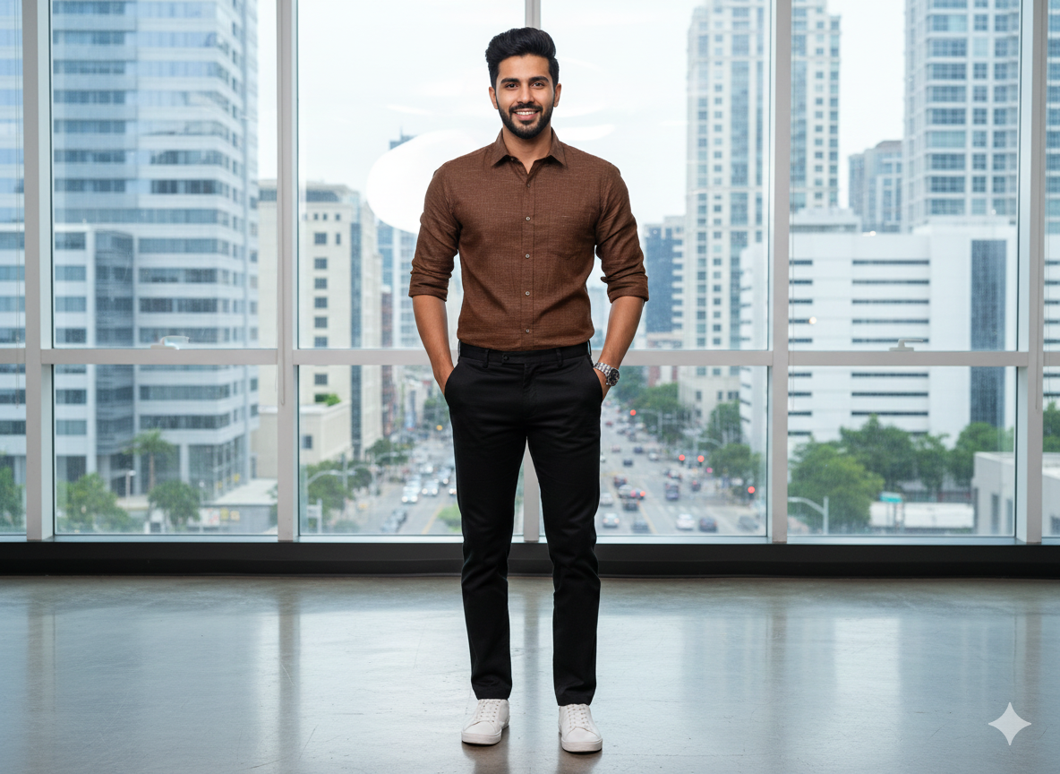 चॉकलेट ब्राउन कॉटन लिनन फ़ैब्रिक