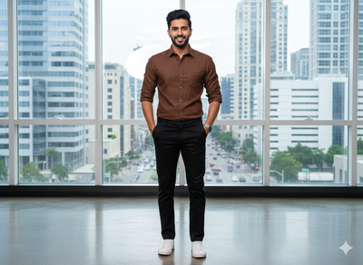 चॉकलेट ब्राउन कॉटन लिनन फ़ैब्रिक