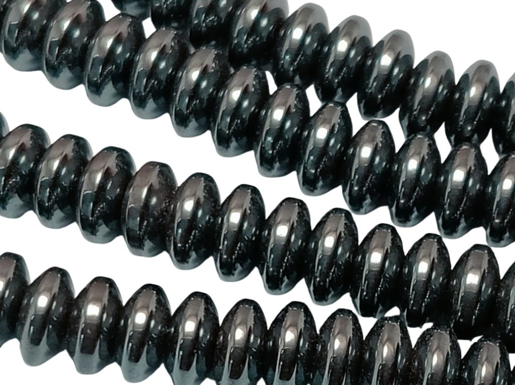 Gun Metal Black Disc Shaped Haemetite Metal Beads