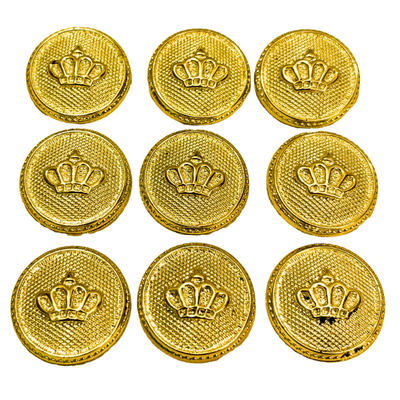 Golden King’s & Queen’s Favourite Crown Design Round Shank Plastic Button Pure Golden Colour for Coat, Suit, Blazer, Sherwani, Nehru Jacket and for all Types of Clothes