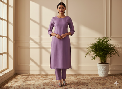 वाइल्ड ऑर्किड गुलाबी सादा ग्लेज्ड कॉटन फ़ैब्रिक (थोक)