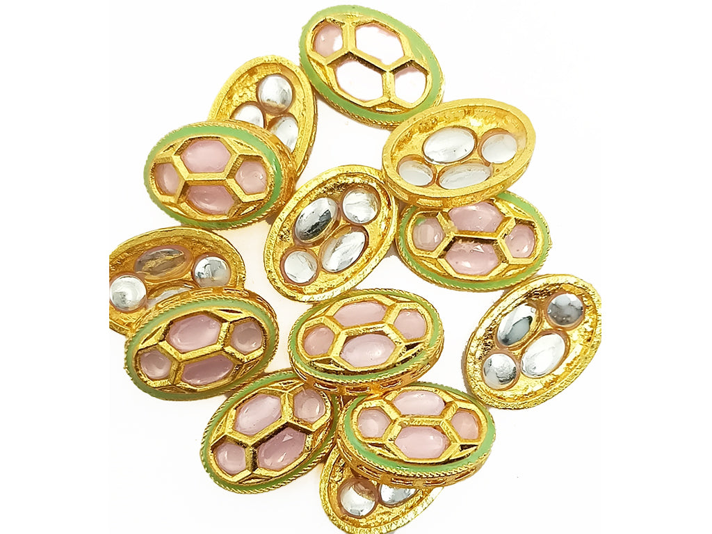 Multicolor Metallic Meena Kundan Stones