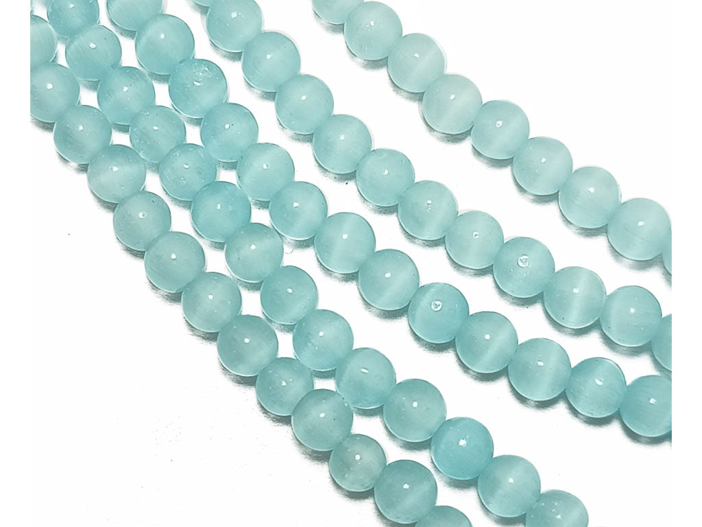 Light Blue Spherical Monalisa Glass Pearl Beads