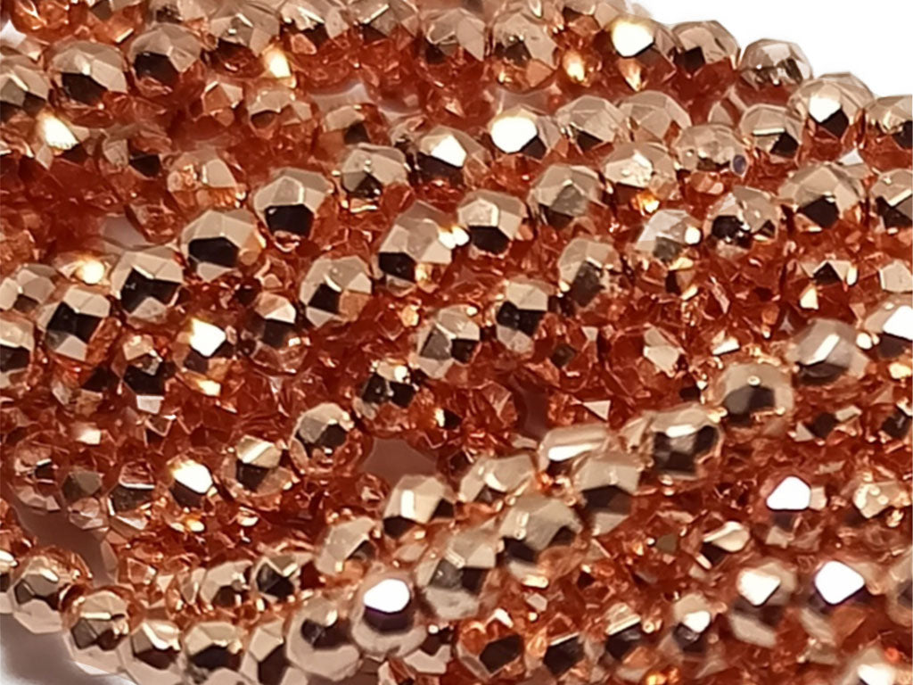 Brown Metallic Spherical Faceted Glass Crystal Beads (Wholesale)