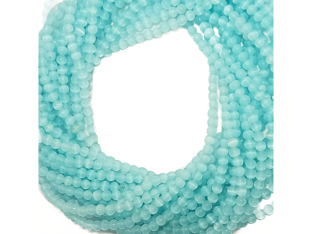 Light Blue Spherical Monalisa Glass Pearl Beads