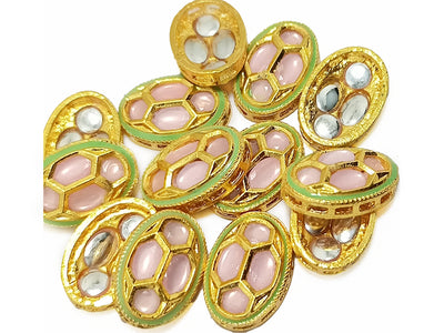 Multicolor Metallic Meena Kundan Stones