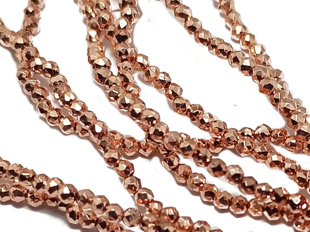 Brown Metallic Spherical Faceted Glass Crystal Beads (Wholesale)
