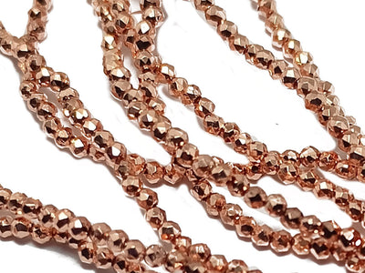 Brown Metallic Spherical Faceted Glass Crystal Beads (Wholesale)