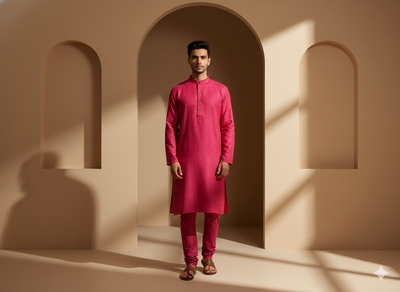 मैजेंटा कॉटन लिनन फ़ैब्रिक