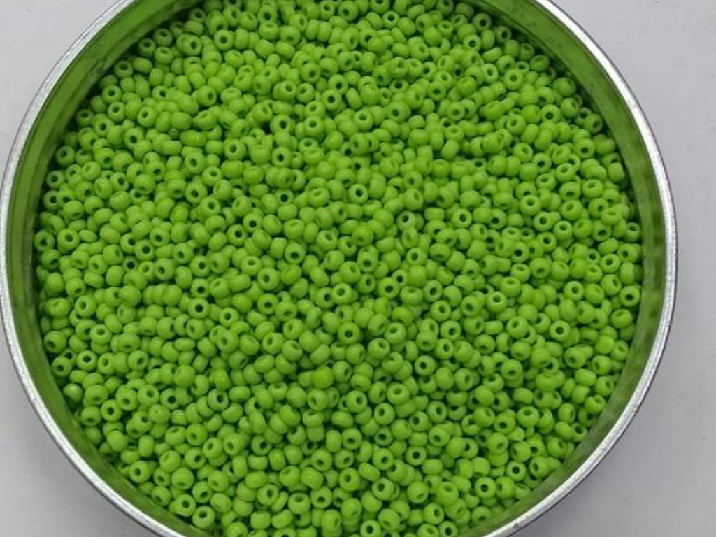 Lime Green Opaque Round Rocaille Glass Seed Beads- 2 mm