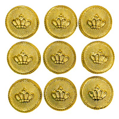 Golden King’s & Queen’s Favourite Crown Design Round Shank Plastic Button Pure Golden Colour for Coat, Suit, Blazer, Sherwani, Nehru Jacket and for all Types of Clothes