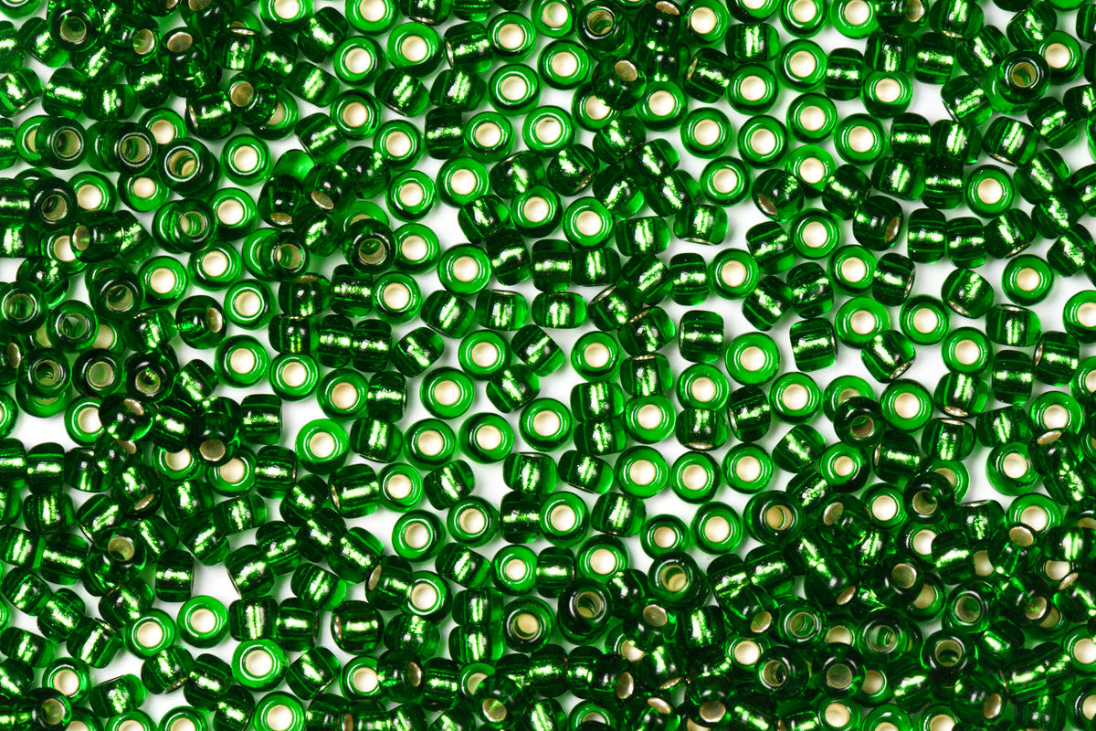 Grass Green Preciosa Silverline Seeds Beads