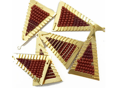 Brown Triangle Metal Frame Beads