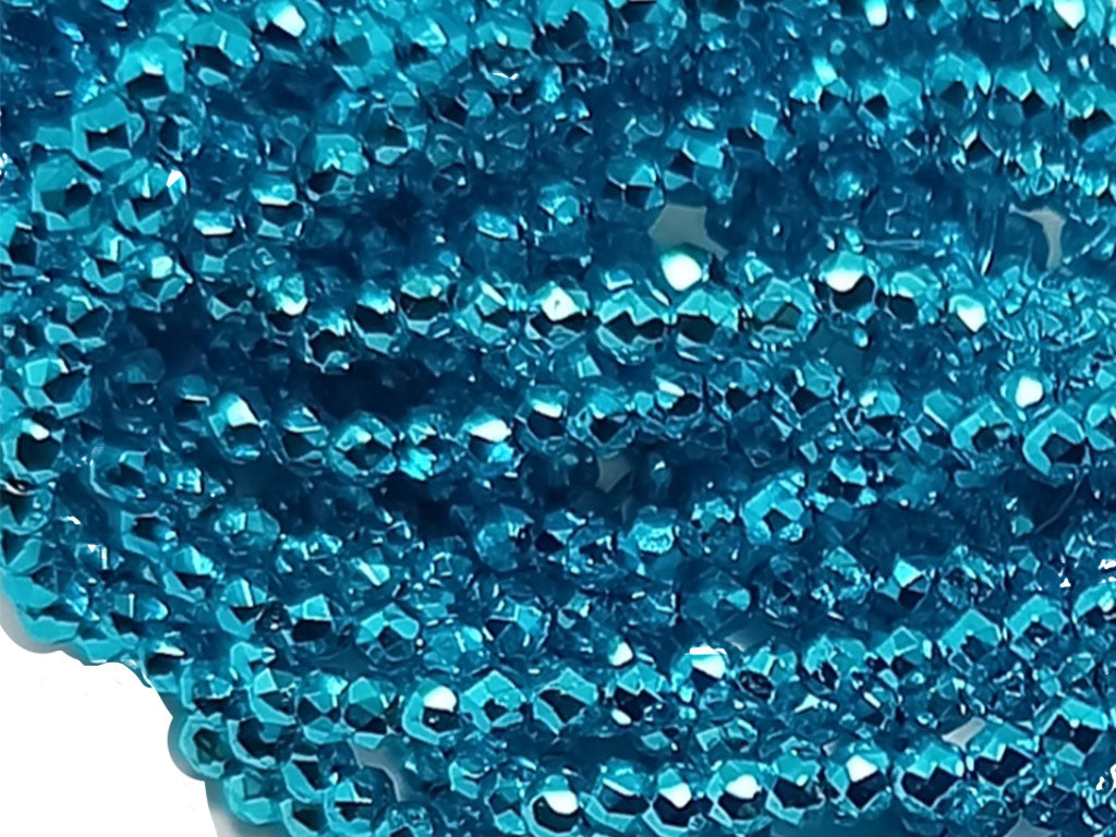 Blue Metallic Spherical Faceted Glass Crystal Beads (Wholesale)