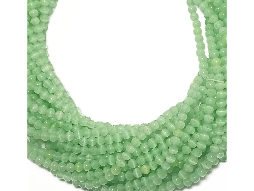 Light Green Spherical Monalisa Glass Pearl Beads