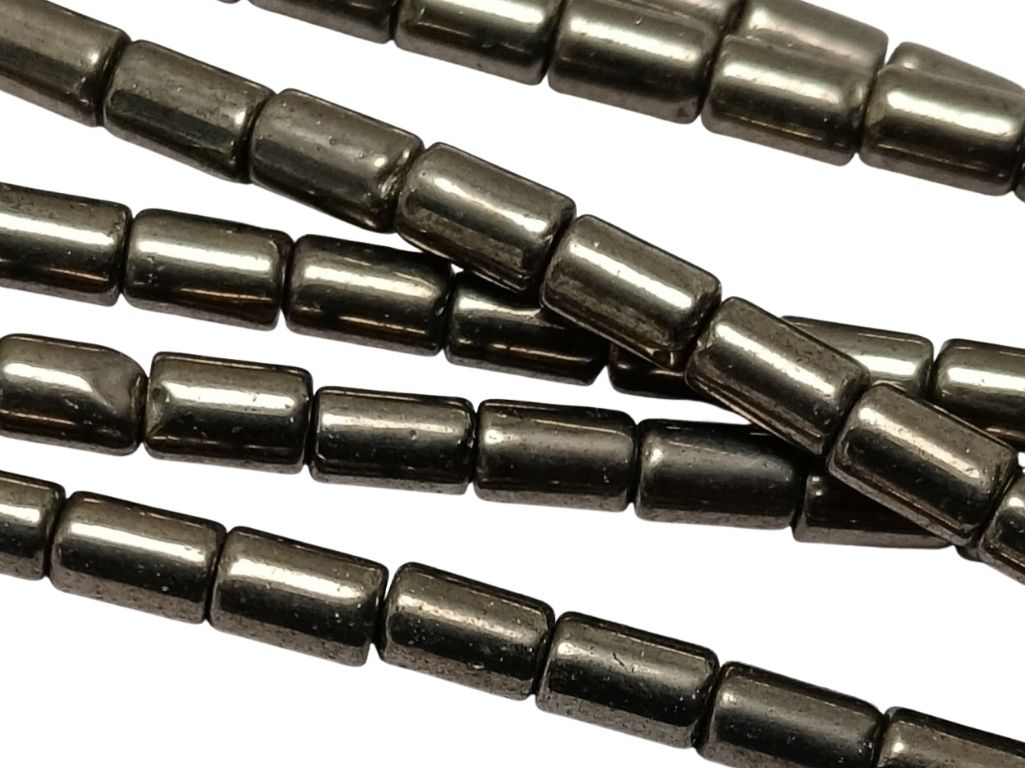 Metallic Silver Tube Glass Beads