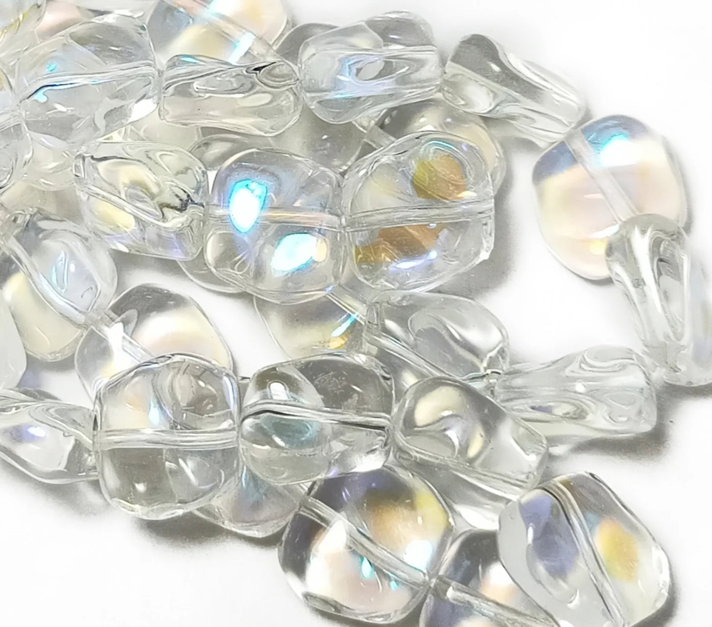 White Lustrous Irregular Shaped Designer Glass Beads