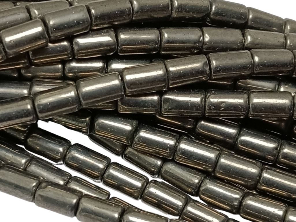 Metallic Silver Tube Glass Beads