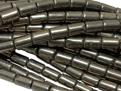 Metallic Silver Tube Glass Beads