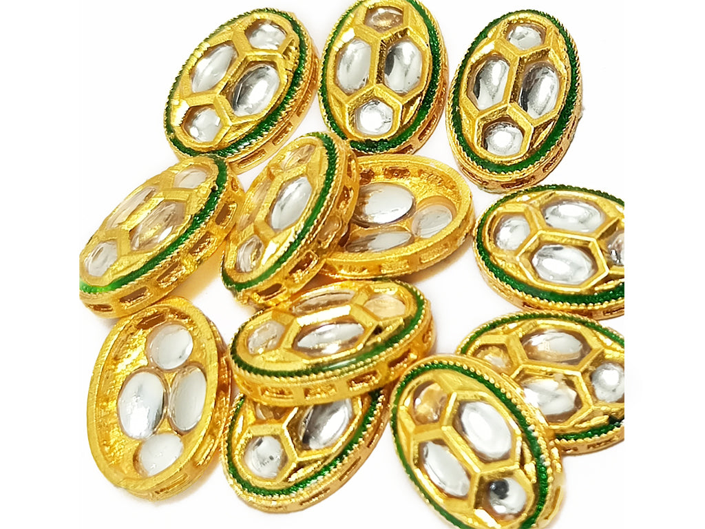 Multicolor Metallic Meena Kundan Stones