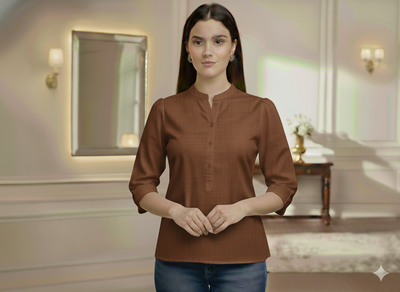 चॉकलेट ब्राउन सादा ग्लेज्ड कॉटन कपड़ा