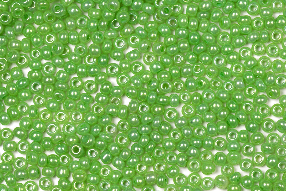 Shiny Light Pear Green Opaque Preciosa Luster Seed Beads