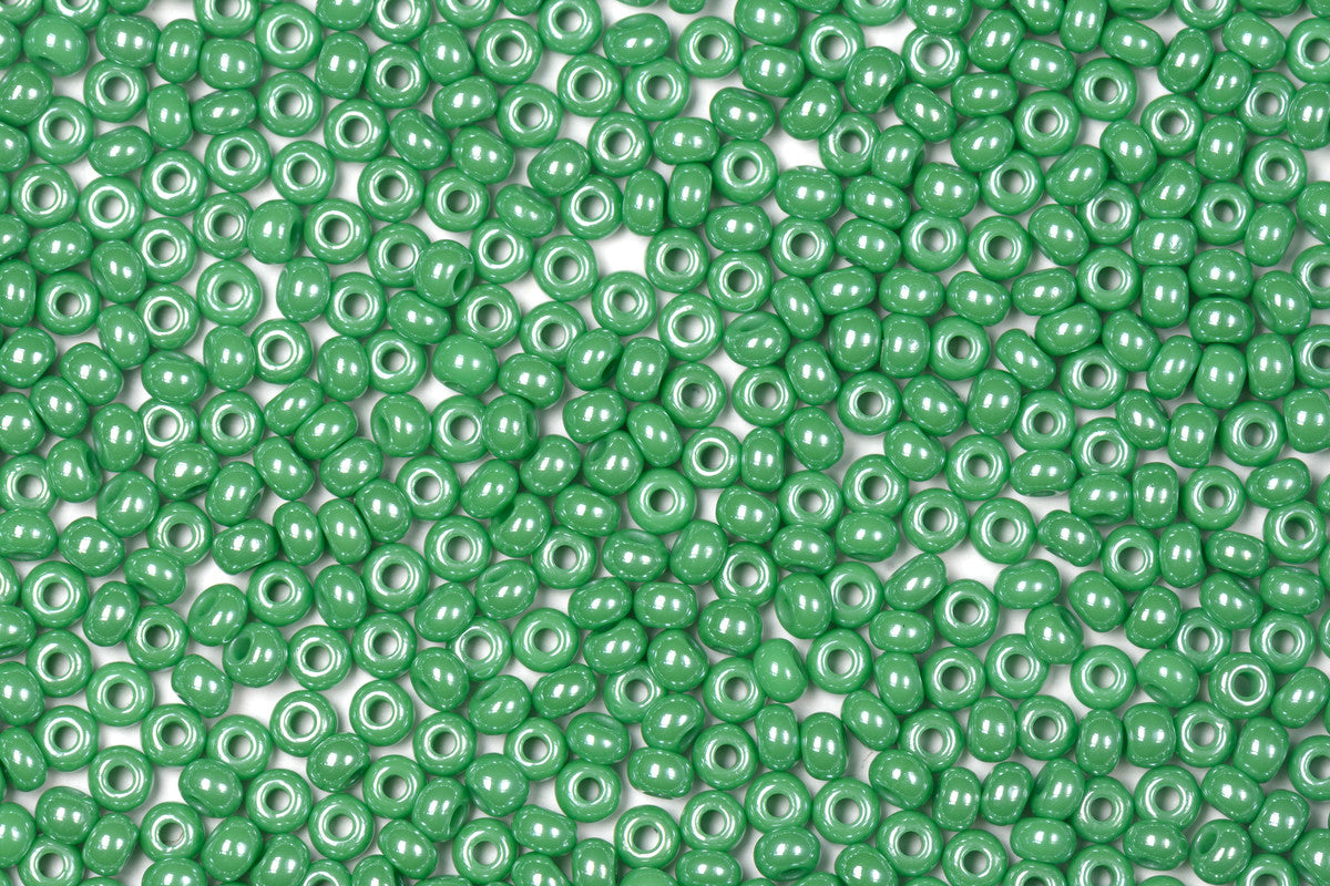 Shiny Shamrock Green Opaque Preciosa Luster Seed Beads