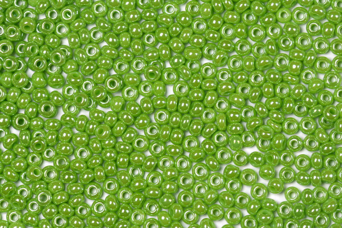 Shiny Lawn Green Opaque Preciosa Luster Seed Beads