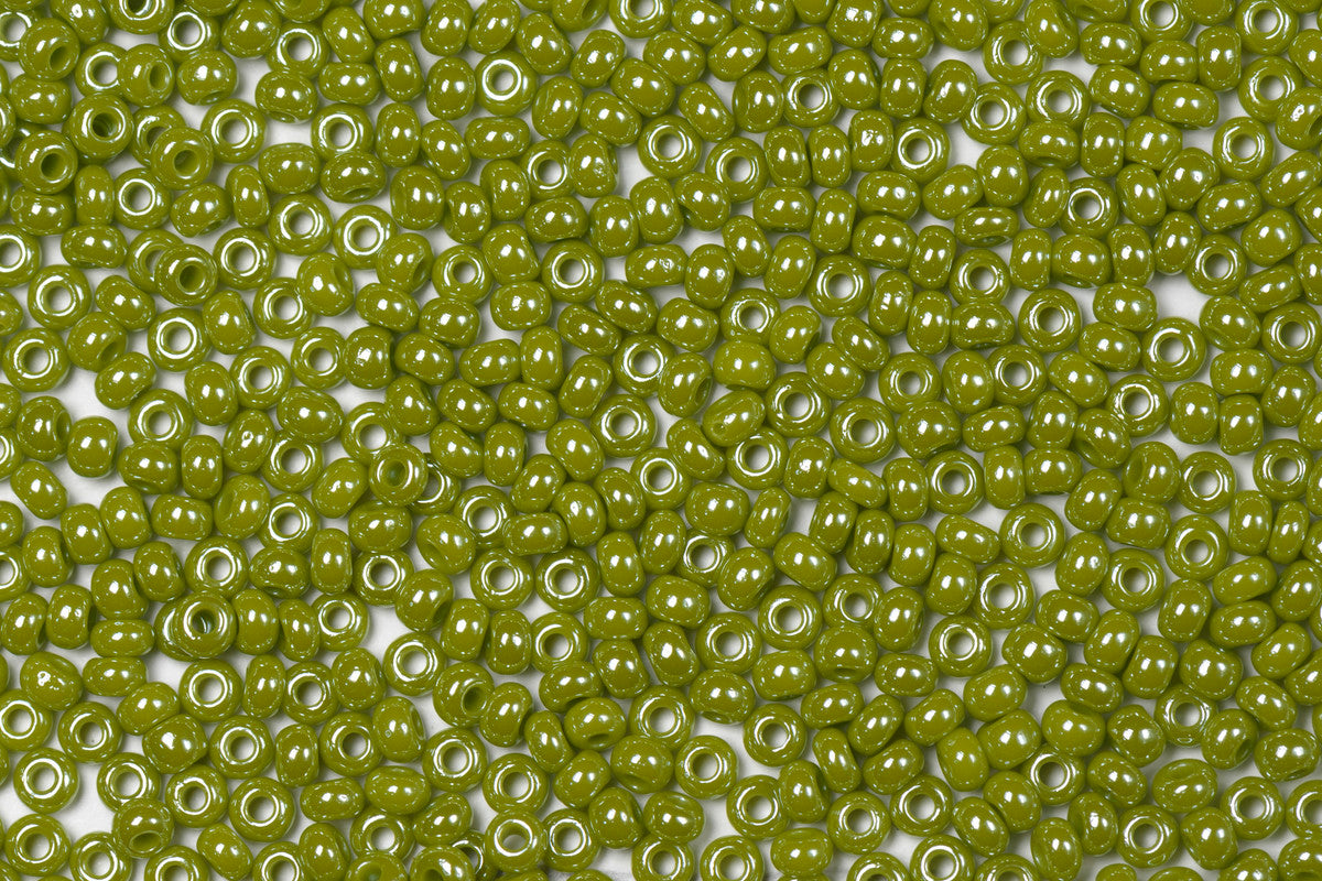 Shiny Army Green Opaque Preciosa Luster Seed Beads