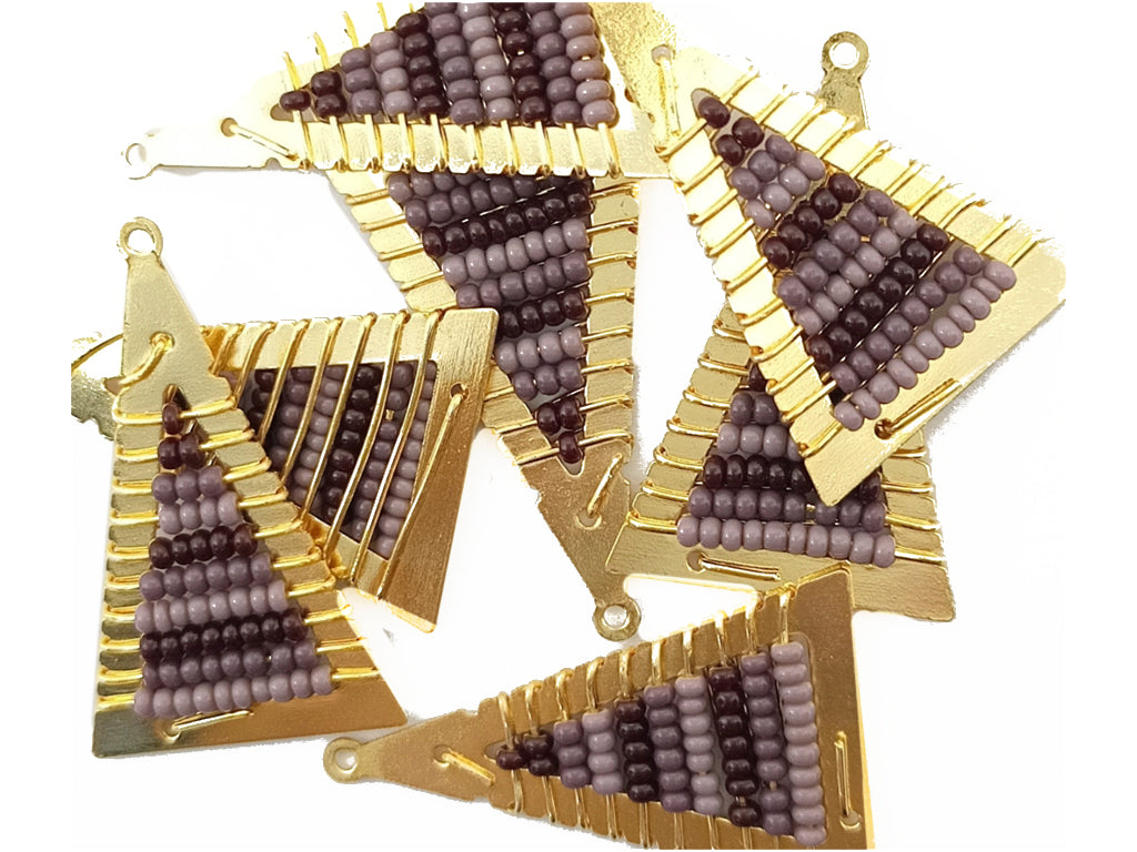 Brown Triangle Metal Frame Beads