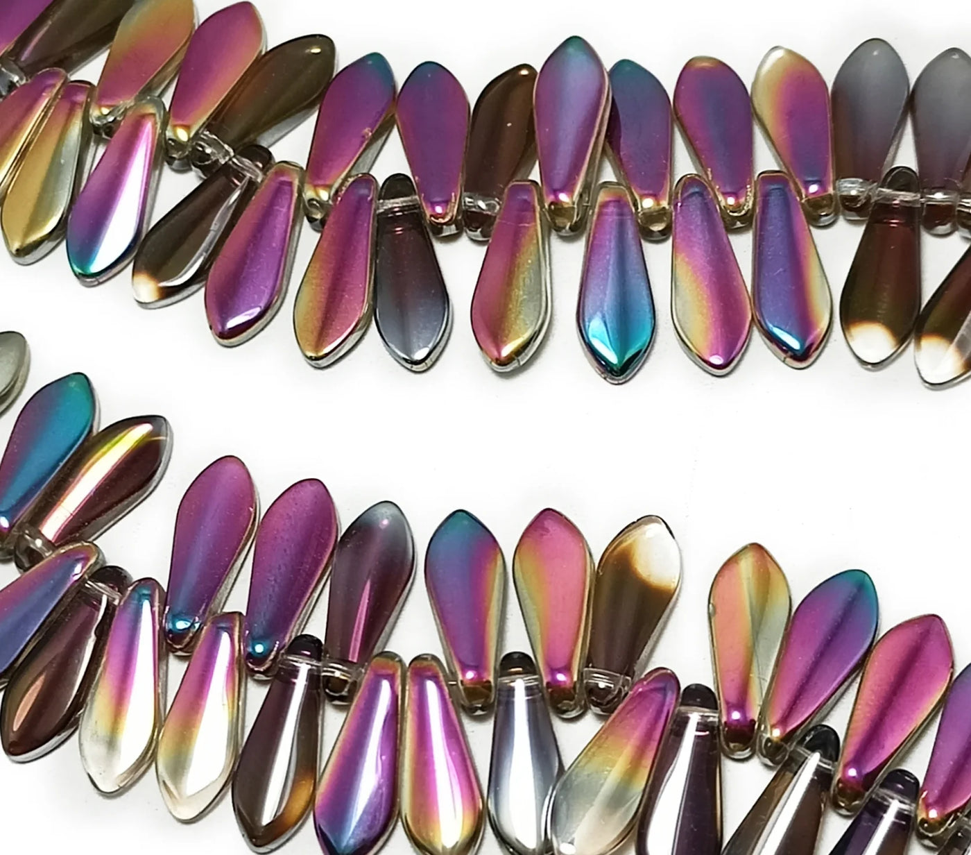 Multicolor Spike Shaped Top Hole Crystal Beads