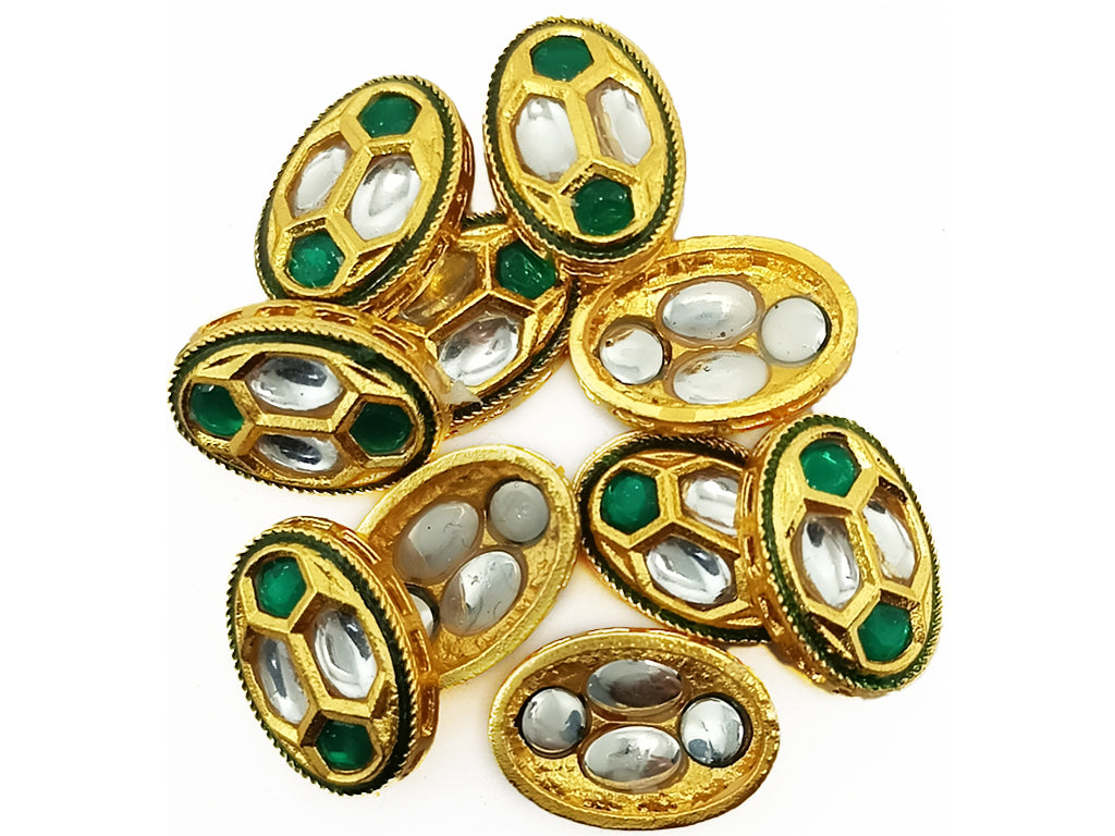 Multicolor Metallic Meena Kundan Stones