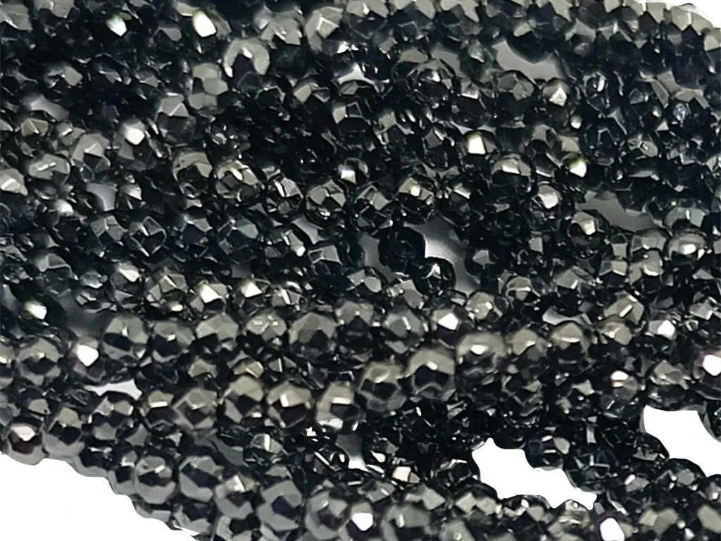 Black Metallic Spherical Faceted Glass Crystal Beads (Wholesale)