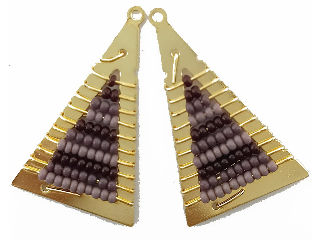 Brown Triangle Metal Frame Beads