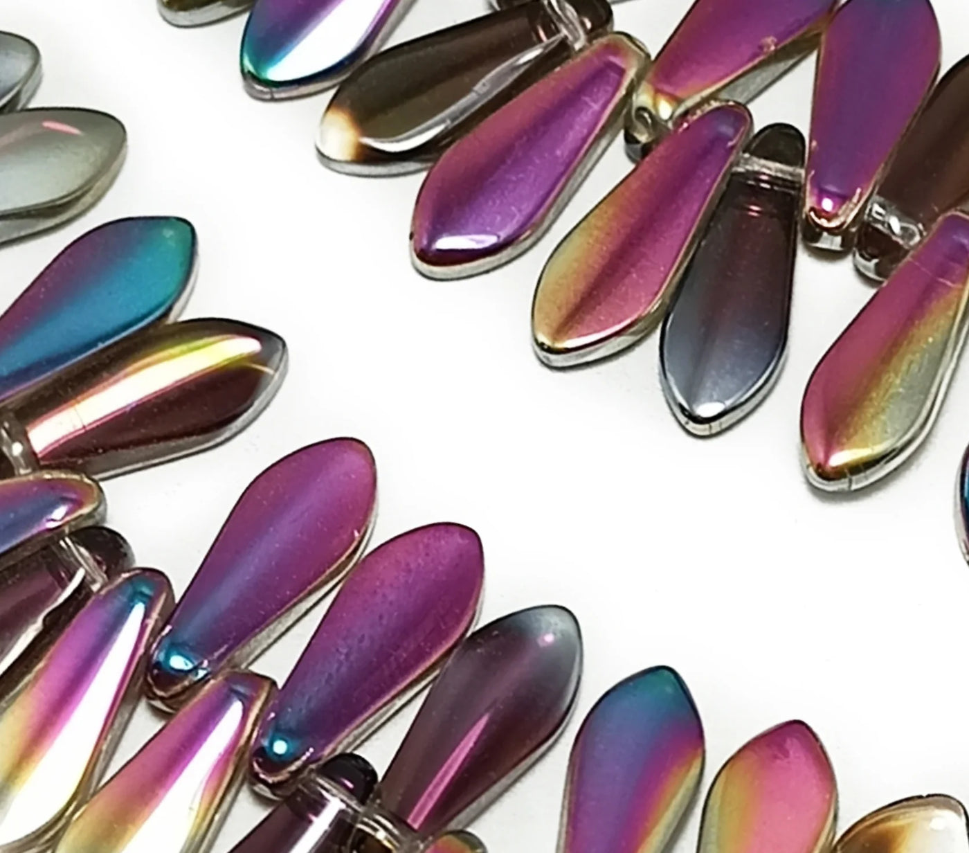 Multicolor Spike Shaped Top Hole Crystal Beads